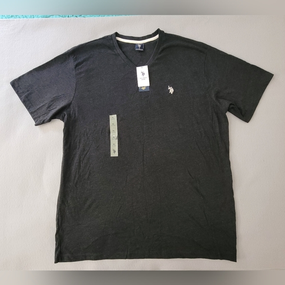 U.S. Polo Assn. Other - U.S. Polo Assn. Mens Basic T-Shirt Black Short Sleeve Heathered V Neck XL New